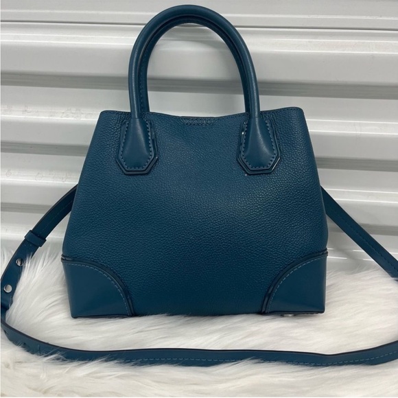 MICHAEL KORS Royal Blue Mercer Satchel Tote Handbag Crossbody Jet Set Bedford - Picture 5 of 12